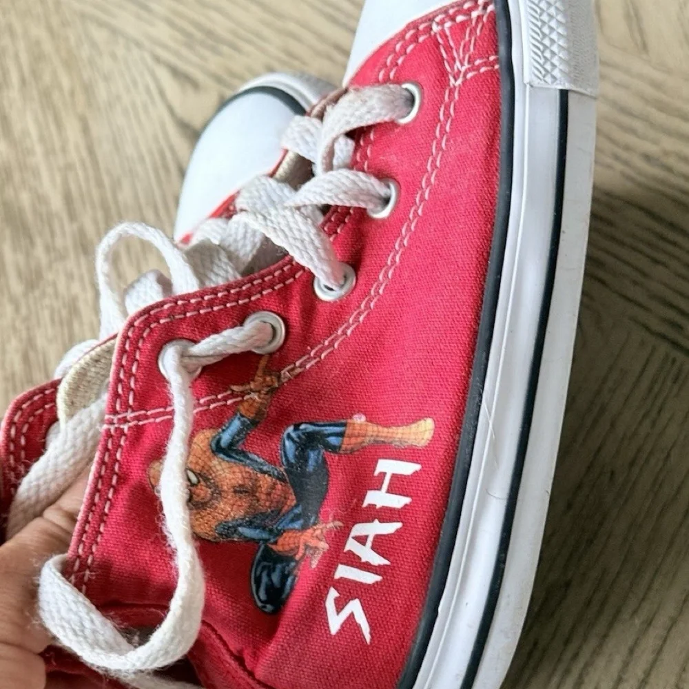 Kid Converse high-top Personalized( Siah))Red Spider Man Size 8